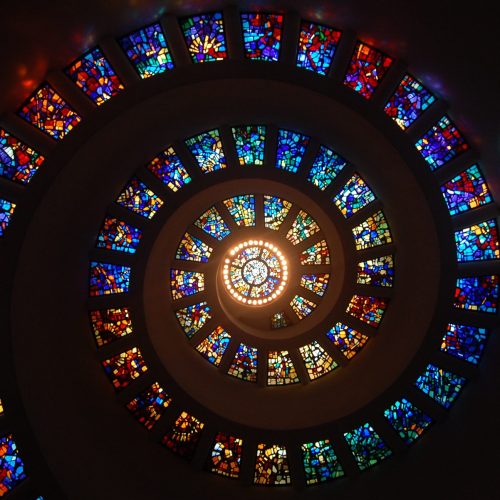 stained glass spiral circle pattern